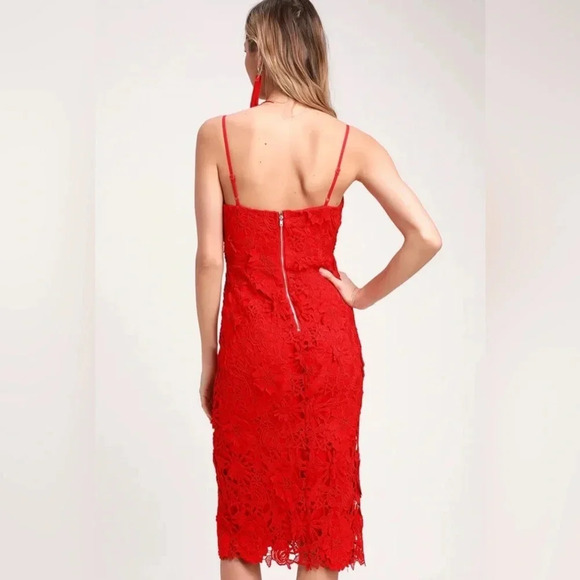 Lulu’s Steal Your Heart Red Crochet Lace Midi Dress - Picture 2 of 9